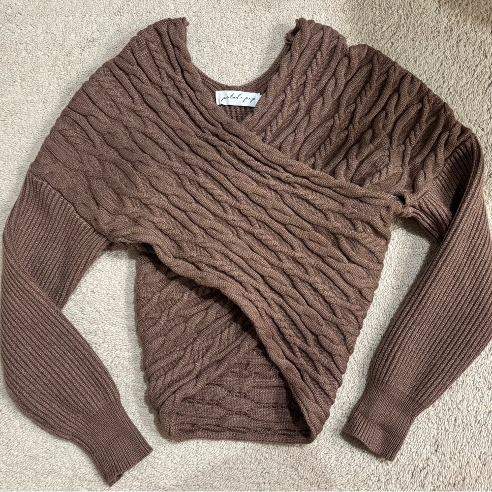 Petal & Pup Chocolate Off-the-Shoulder Sweater
